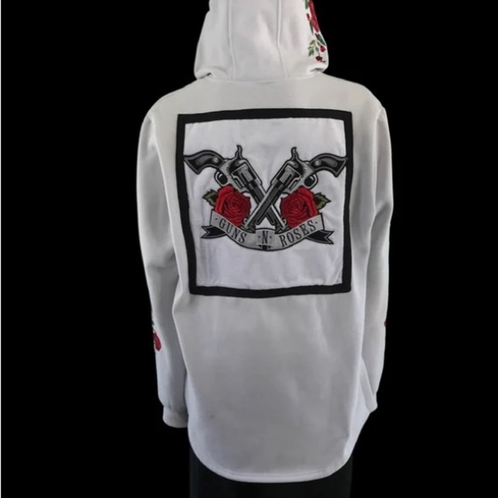 Guns and Roses Men’s Hoodie Custom Hoodie Upcycle Clothing Embroidered